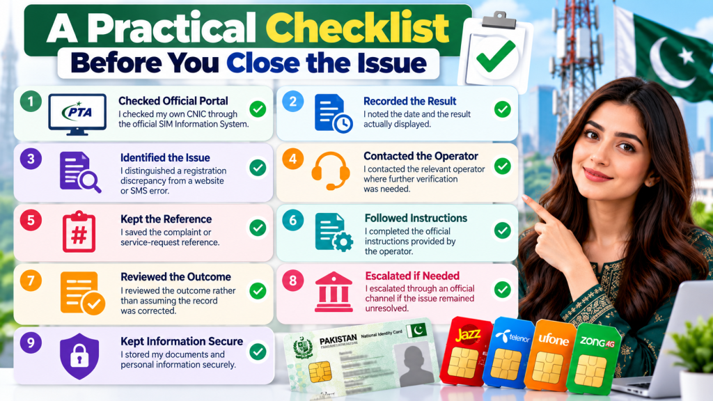 Practical checklist for resolving incorrect SIM registration details on your own CNIC